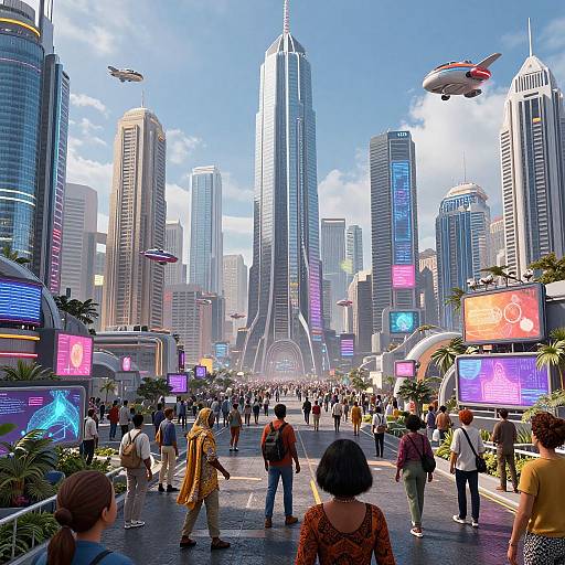 Futuristic Human Metropolis Artwork