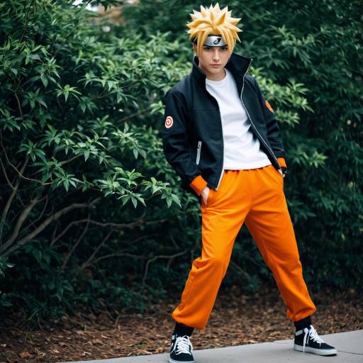 Cosplayer in Naruto Uzumaki Inspired Outfit