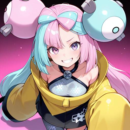 Vibrant Girl with Sharp Teeth and Style
