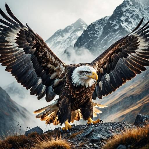Majestic Eagle in Misty Mountain Charge