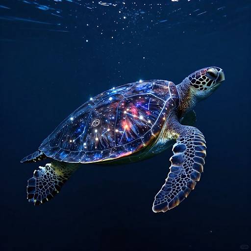 Cosmic Sea Turtle in Starry Void