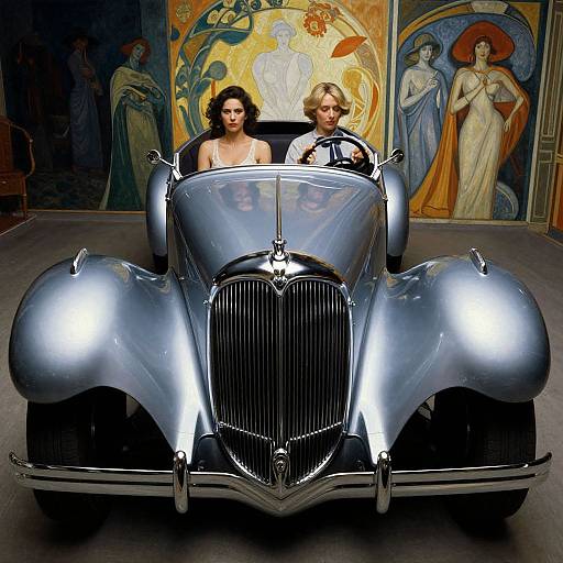 Dramatic 1930s Car Drive Scene