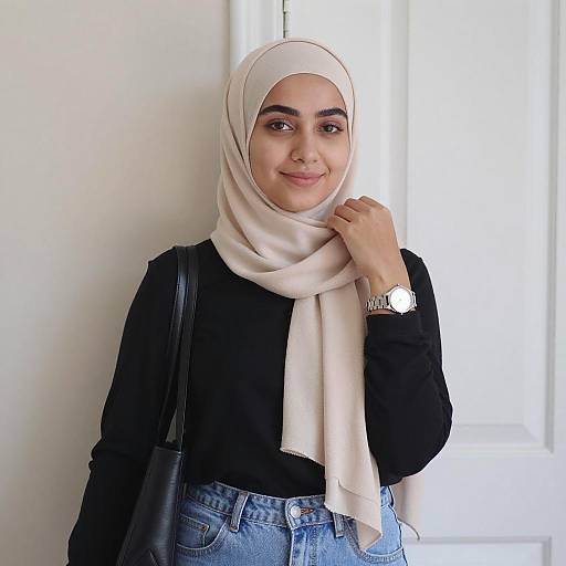 Portrait of Woman in Beige Hijab