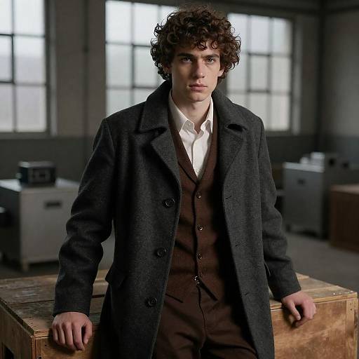 Serious Young Man in Industrial Room