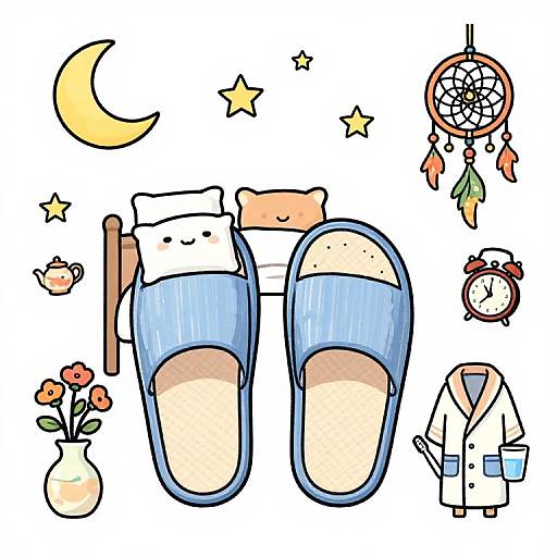 Cozy Bedroom Cartoon Elements