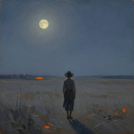 Ethereal Solitude in Moonlit Field