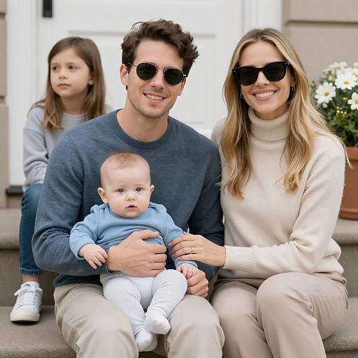 Casual Family Portrait with Baby