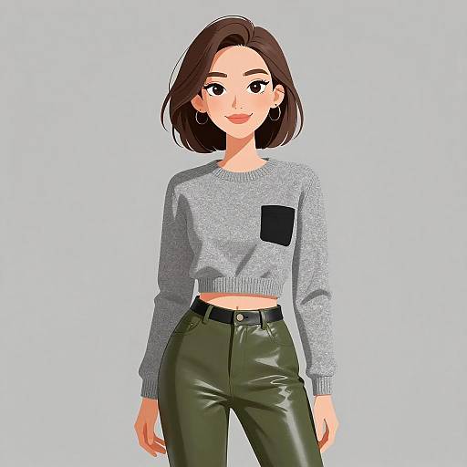 Smiling Woman in Chic Casual Outfit