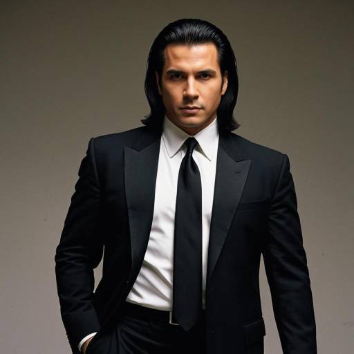Man in Classic Black Suit and Tie