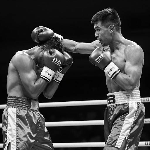 Dynamic Black and White Boxing Match