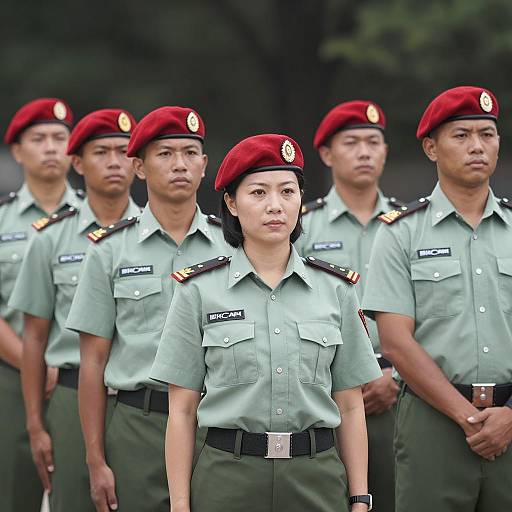 Uniformed Team in Focused Stance