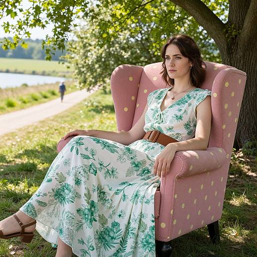 Graceful Woman in Floral Dress