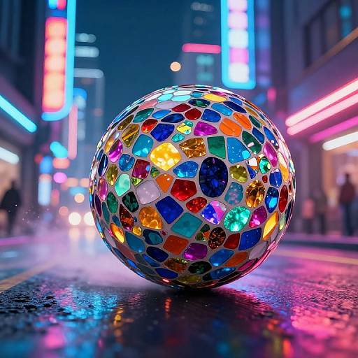 Surreal Katamari Ball in Cyberpunk Night