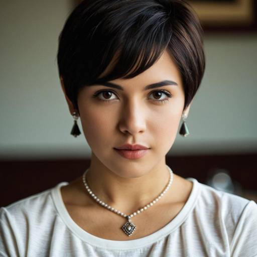 Woman with Mexican Pixie Cut and Jewelry