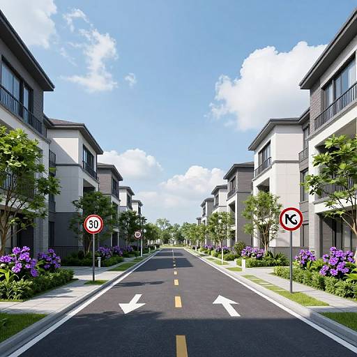 Serene Modern Residential Street Scene