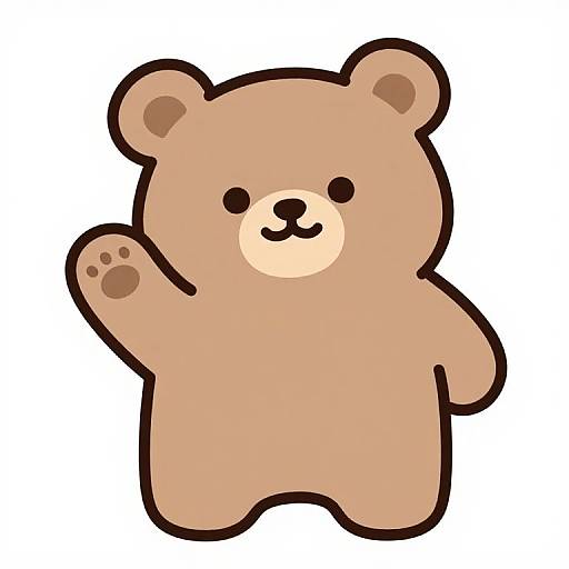 Cute Hand-Drawn Waving Bear