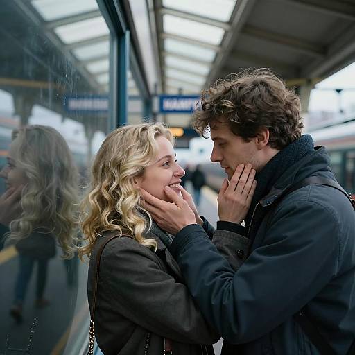 Intimate Moment at the Train Station