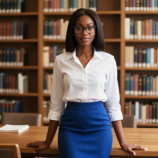 Young Black Librarian in Library
