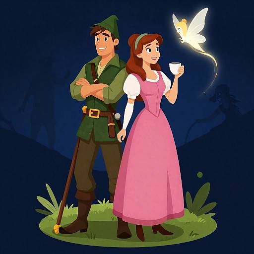 Whimsical Robin Hood and Maid Marian Scene
