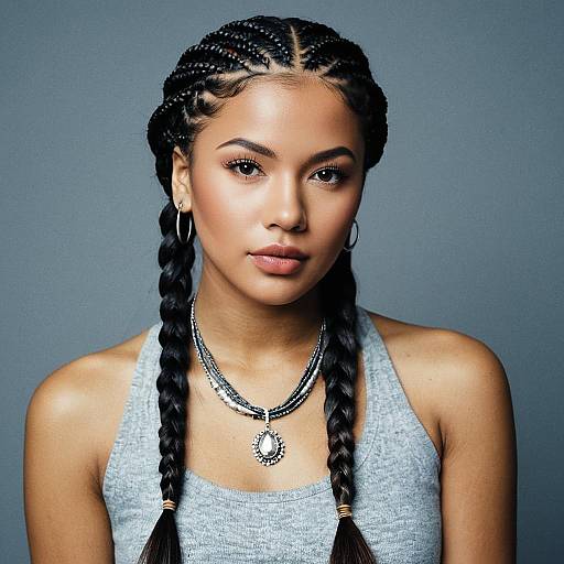 Realistic Portrait of a Girl with Braids