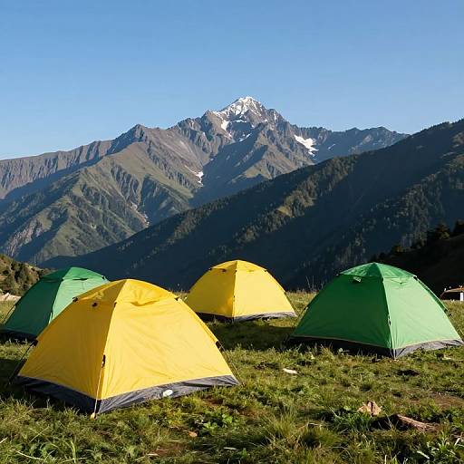 Colorful Tents on Mountain Hilltop