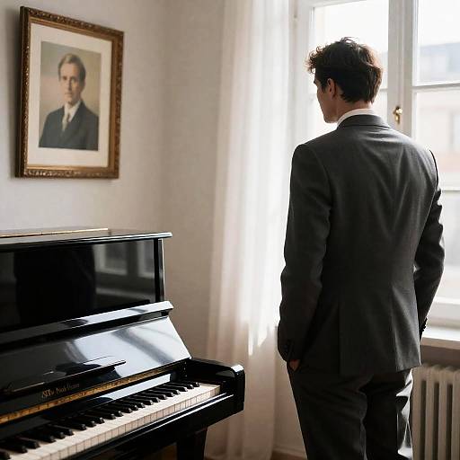 Elegant Man by the Piano Window