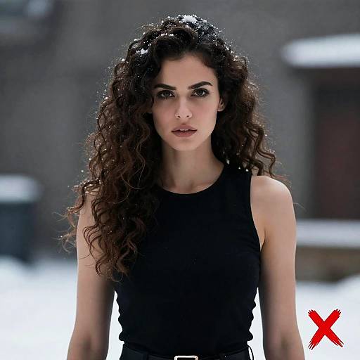 Determined Woman in Snowy Surrounding