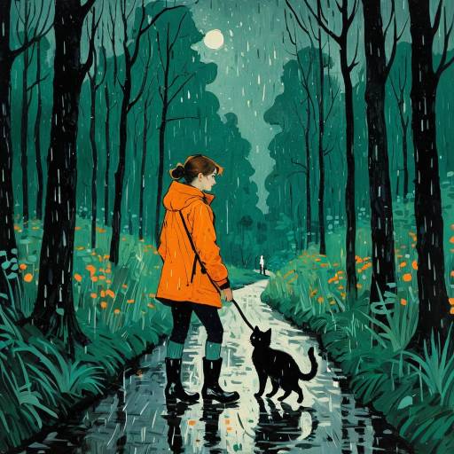 Whimsical Night Walk in the Rain