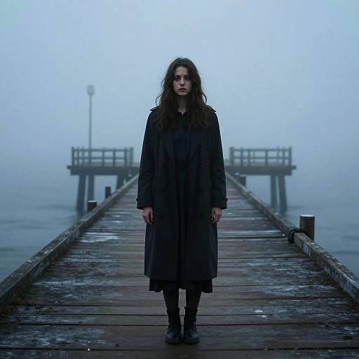 Melancholic Ghost on Foggy Pier