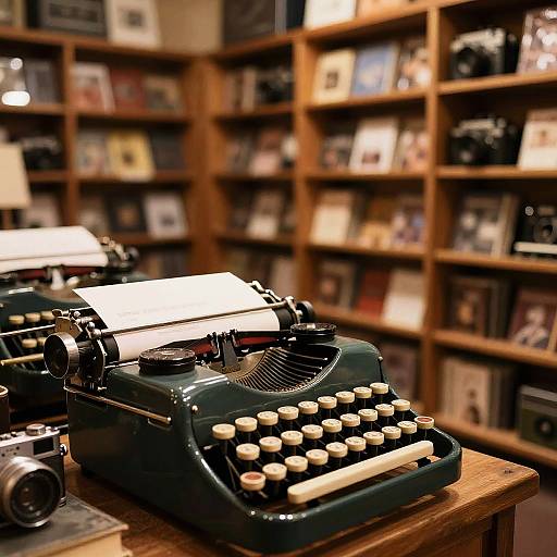 Vintage Bookstore with Antique Typewriters