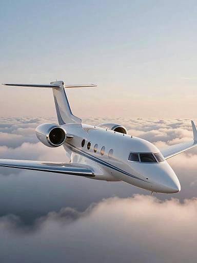 Wingtip View of Silver Business Jet