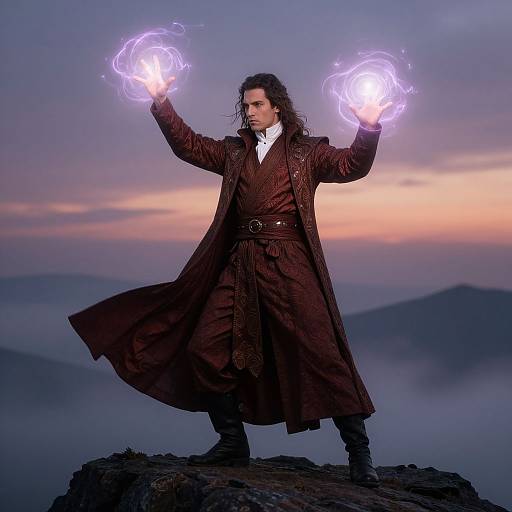 Elegant Sorcerer Casting Light Orbs