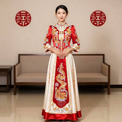 Traditional Cantonese Wedding Dress Portrait