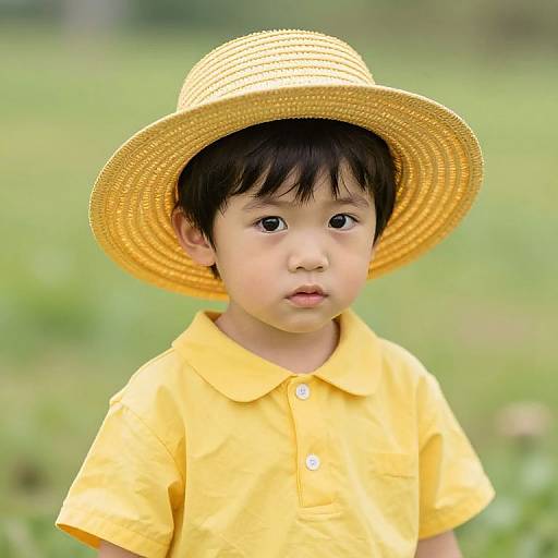 Boy in Yellow Outfit with Corn Hat