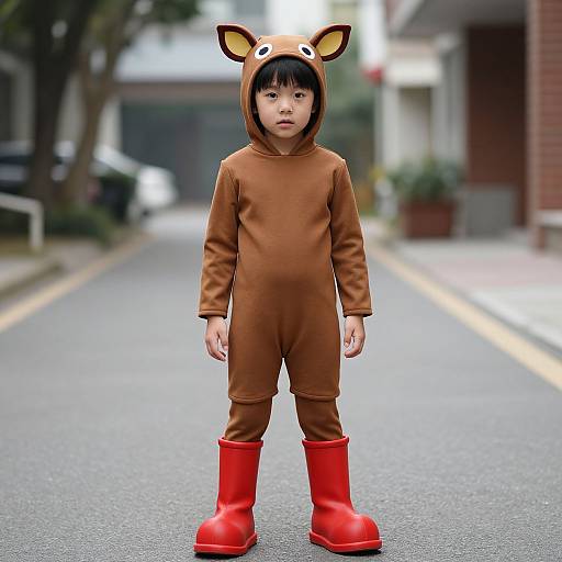 Asian Boy in Huggy Wuggy Costume
