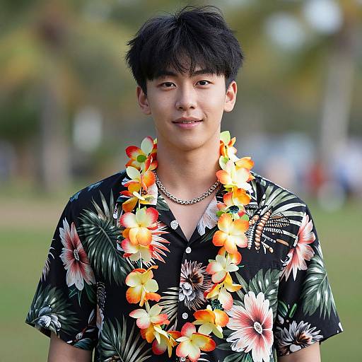 Realistic Luau-Themed Male Portrait
