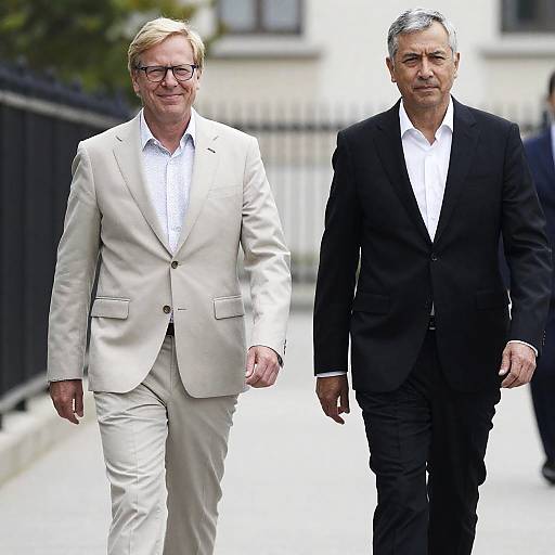 Two Men Walking in an Urban Setting