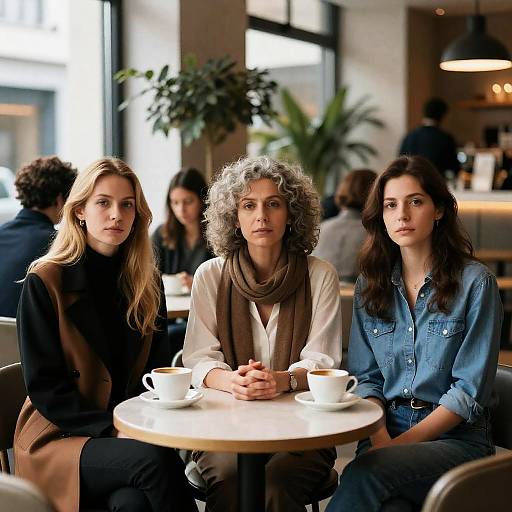 Candid Café Scene with Three Women