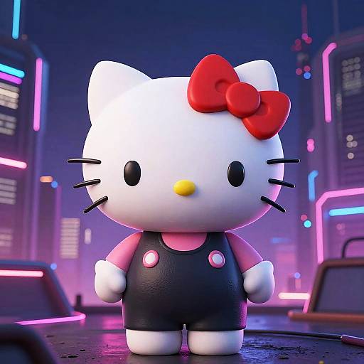 Hello Kitty in Cyberpunk Dystopia