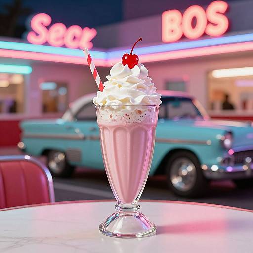 Retro 50s Diner Milkshake Scene