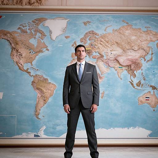 Confident Man with Illuminated Flag Map