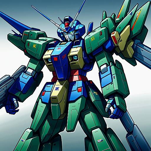Illustration of Gundam mk ii, gundam in the style of Nikoo