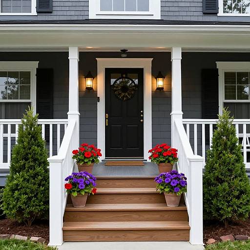 Charming Front Porch with Flowers