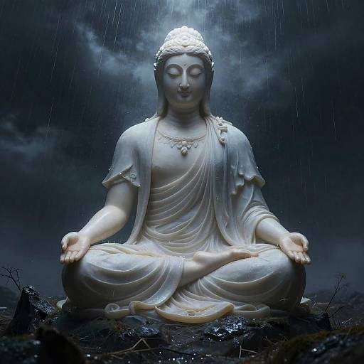 Serene Meditation Amidst Turbulent Enlightenment