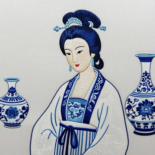 Li Bai Embroidery with Porcelain Texture