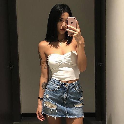 Tattooed Woman Mirror Selfie