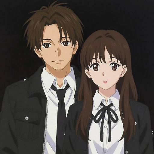 Digital Anime Portrait of Young Couple in Formal Wear
