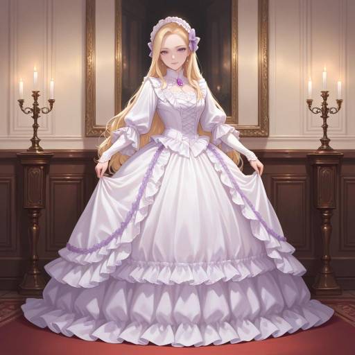 Elegant Victorian Girl in Candlelit Ballroom