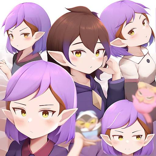 Illustration of Amity blight, the owl house in the style of Tateishi kureha