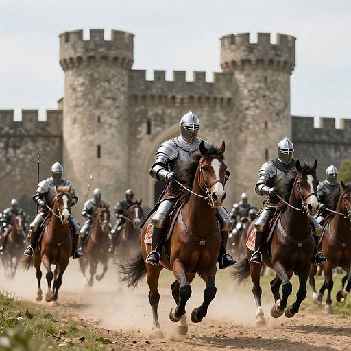 Medieval Knights Charging Castle